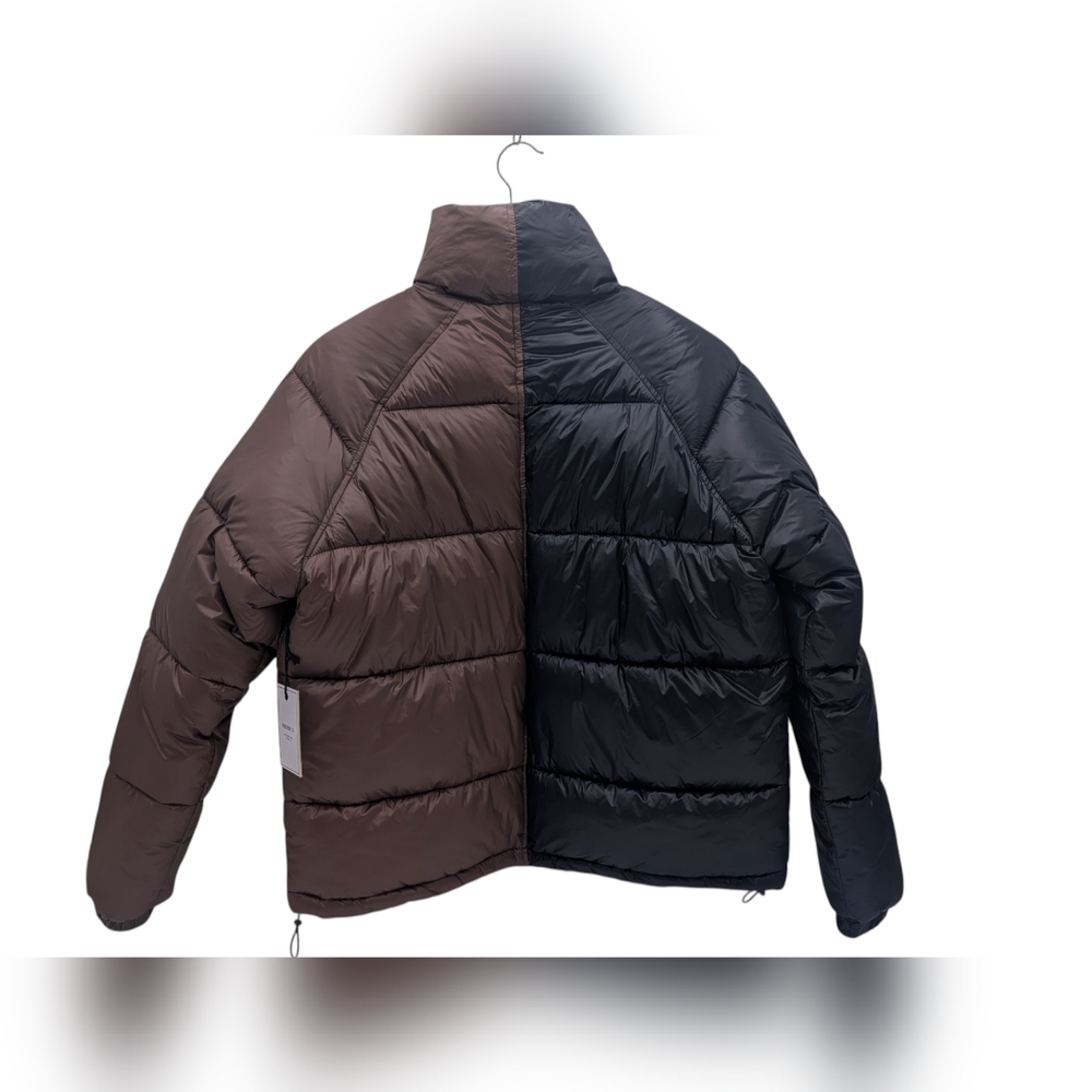 NWT Forever 21 Color Block Puffer Jacket Sz S Black/Brown Women Funnel Neck - Picture 6 of 17
